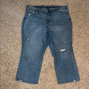 DKNY Blue Straight Leg Cropped Jeans Distressed Plus Size 18W